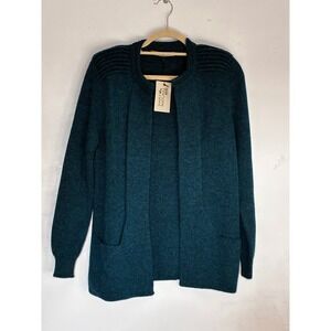 Simply Natural Women's Teal Alpaca Blend Open Front Cardigan Sweater